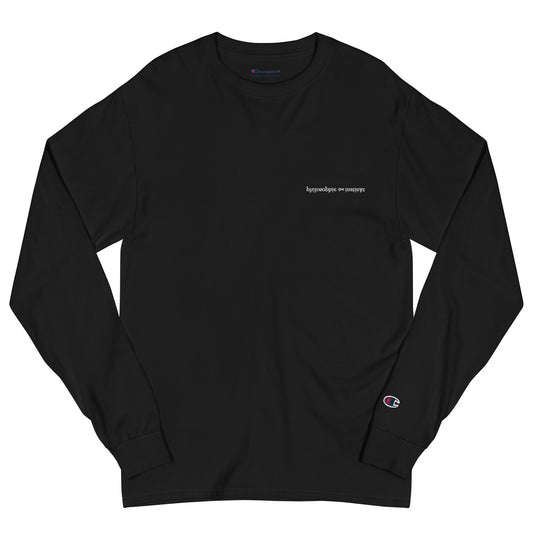 philosophie des instinkt / Champion Long Sleeve in Black — front