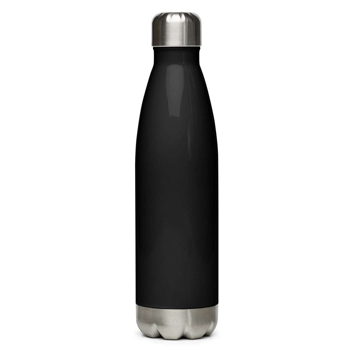 stainless steel water bottle in Black — back