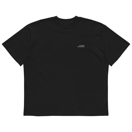 Organic Oversized High Neck T-shirt in Black — alternate front view