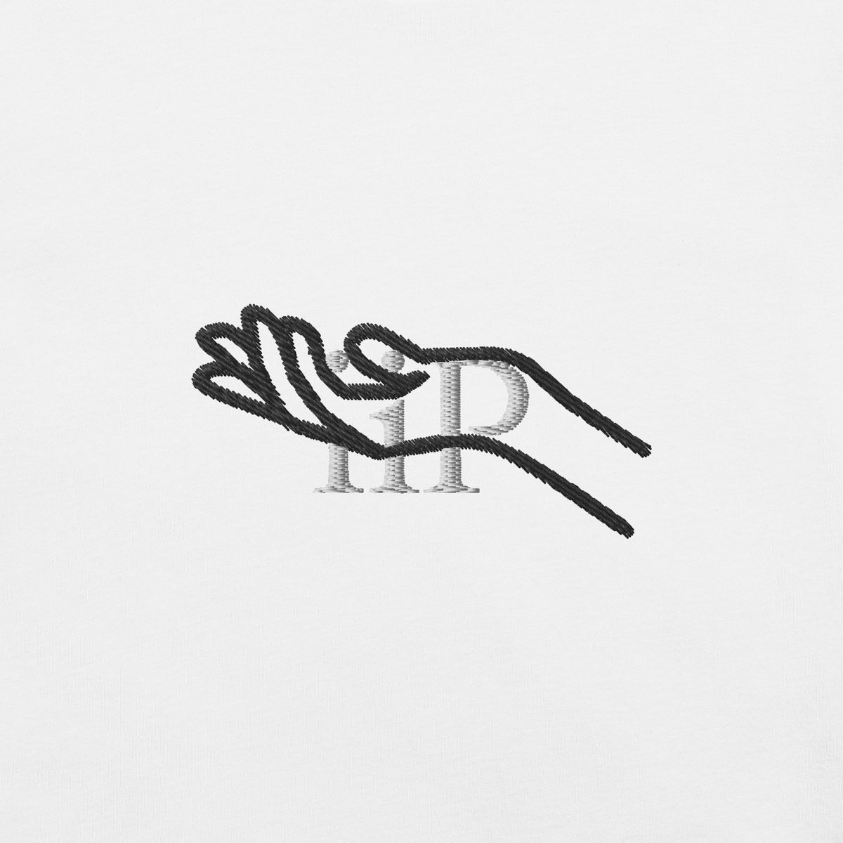palm of my hand tee in White — chest detail