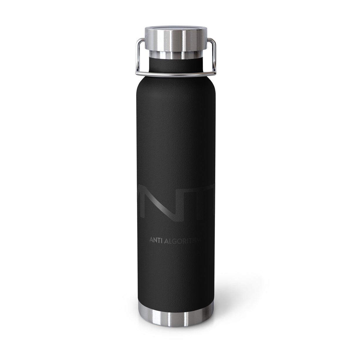 copper vacuum insulated bottle in Black — front