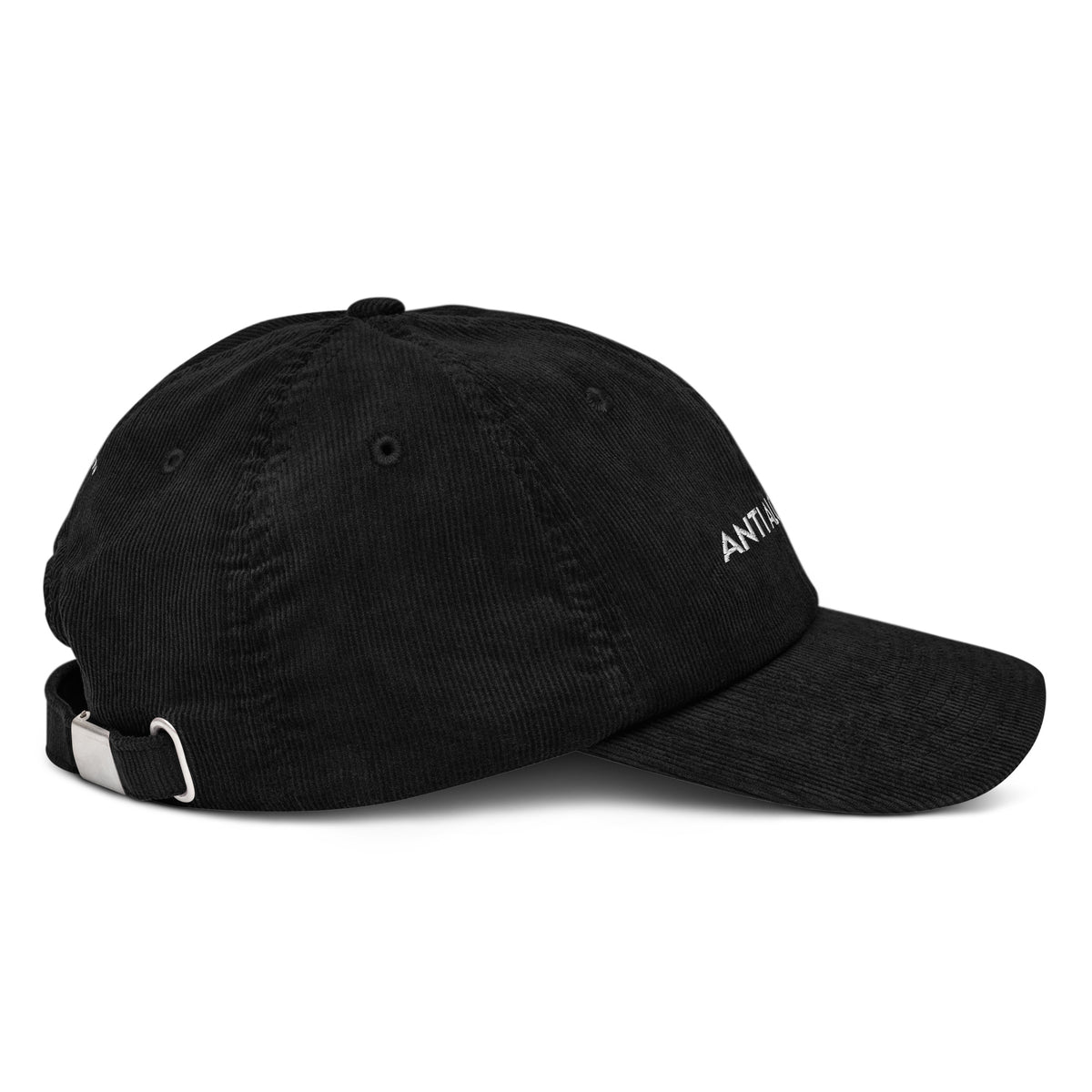 ANTI ALGORITHM Corduroy Hat in Black — right side