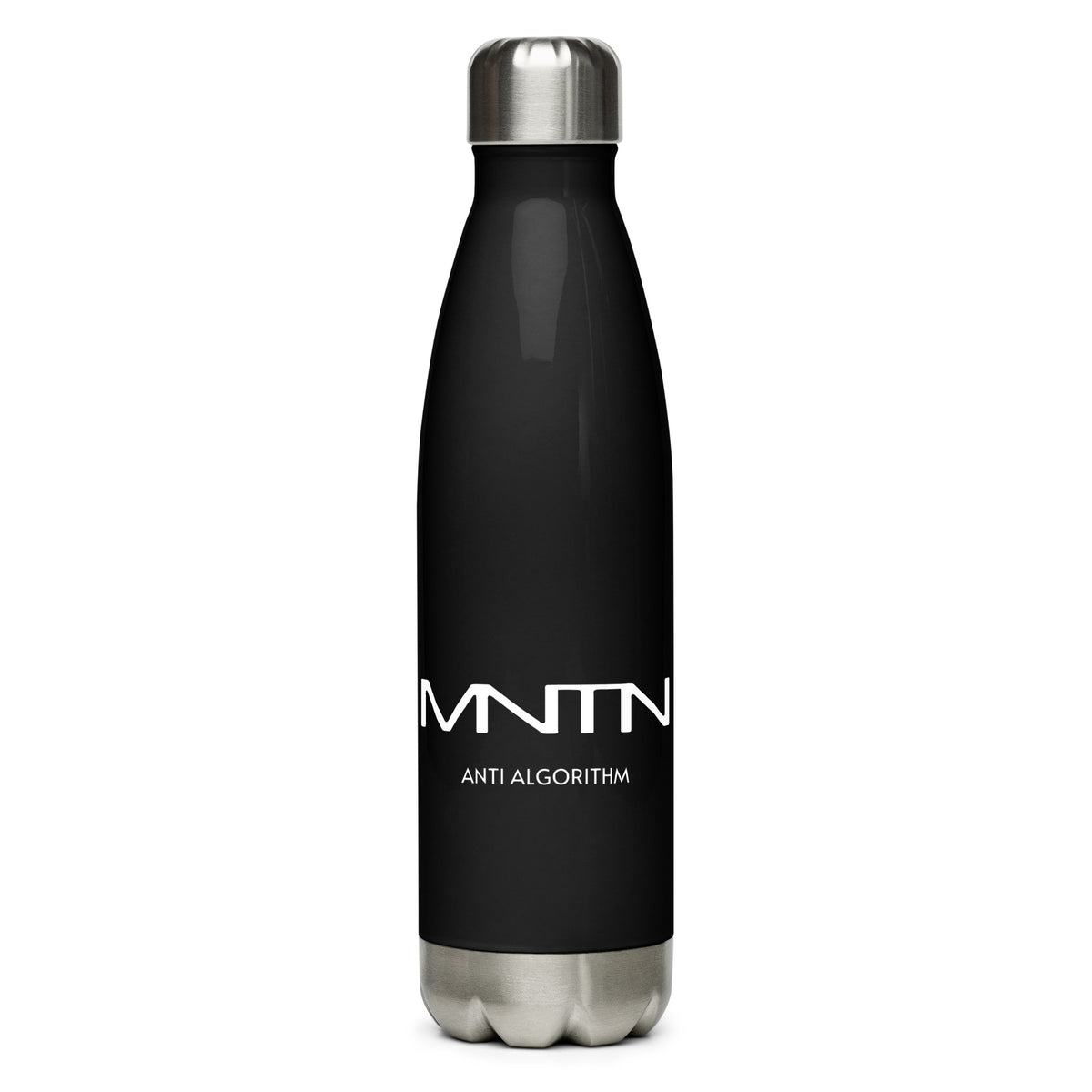 stainless steel water bottle in Black — front