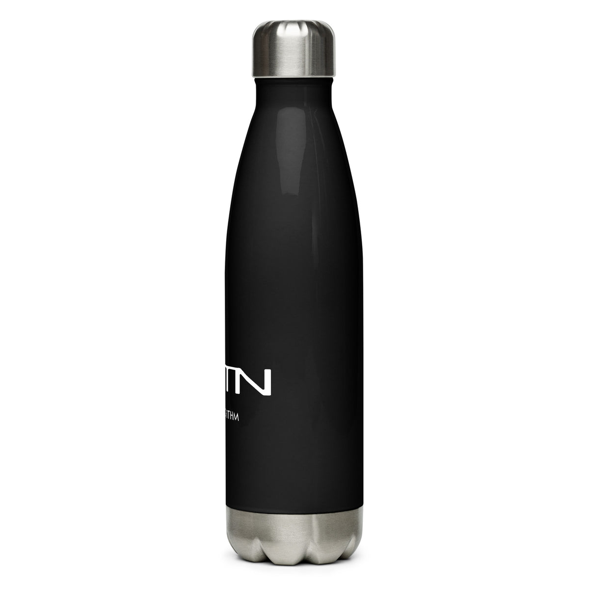 stainless steel water bottle in Black — left side