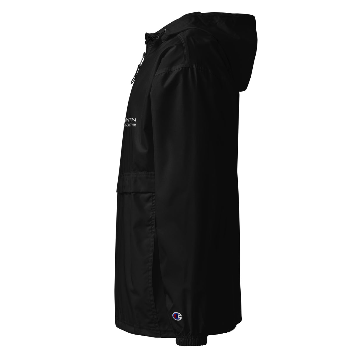 ANTI ALGORITHM Champion Jacket in Black — left side