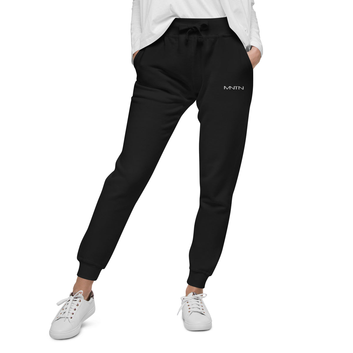 MNTN Fleece Sweatpants in Black — alternate front view