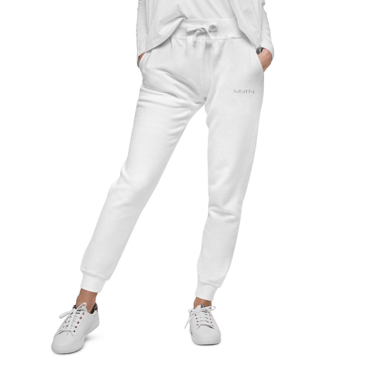 MNTN Fleece Sweatpants in White — alternate front view