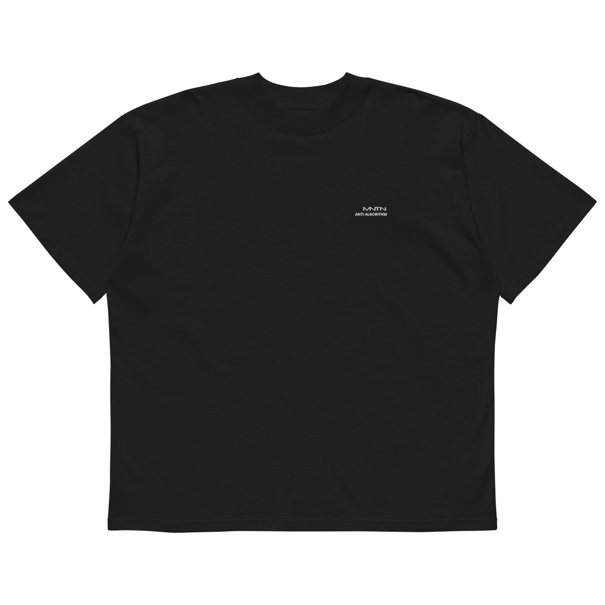 Organic Oversized High Neck T-shirt in Black — alternate front view