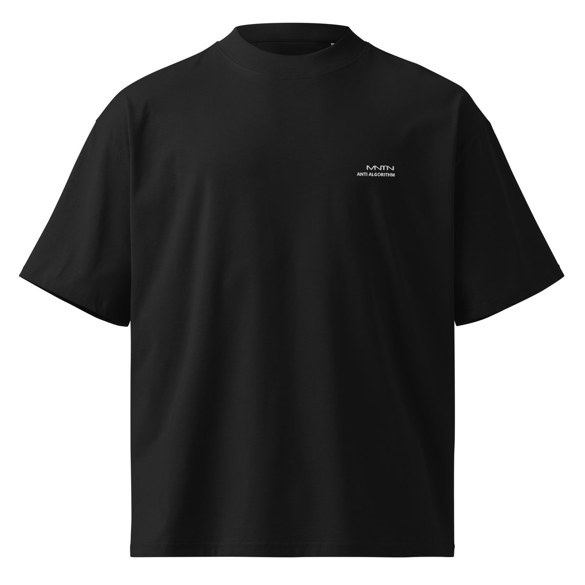 Organic Oversized High Neck T-shirt in Black — front