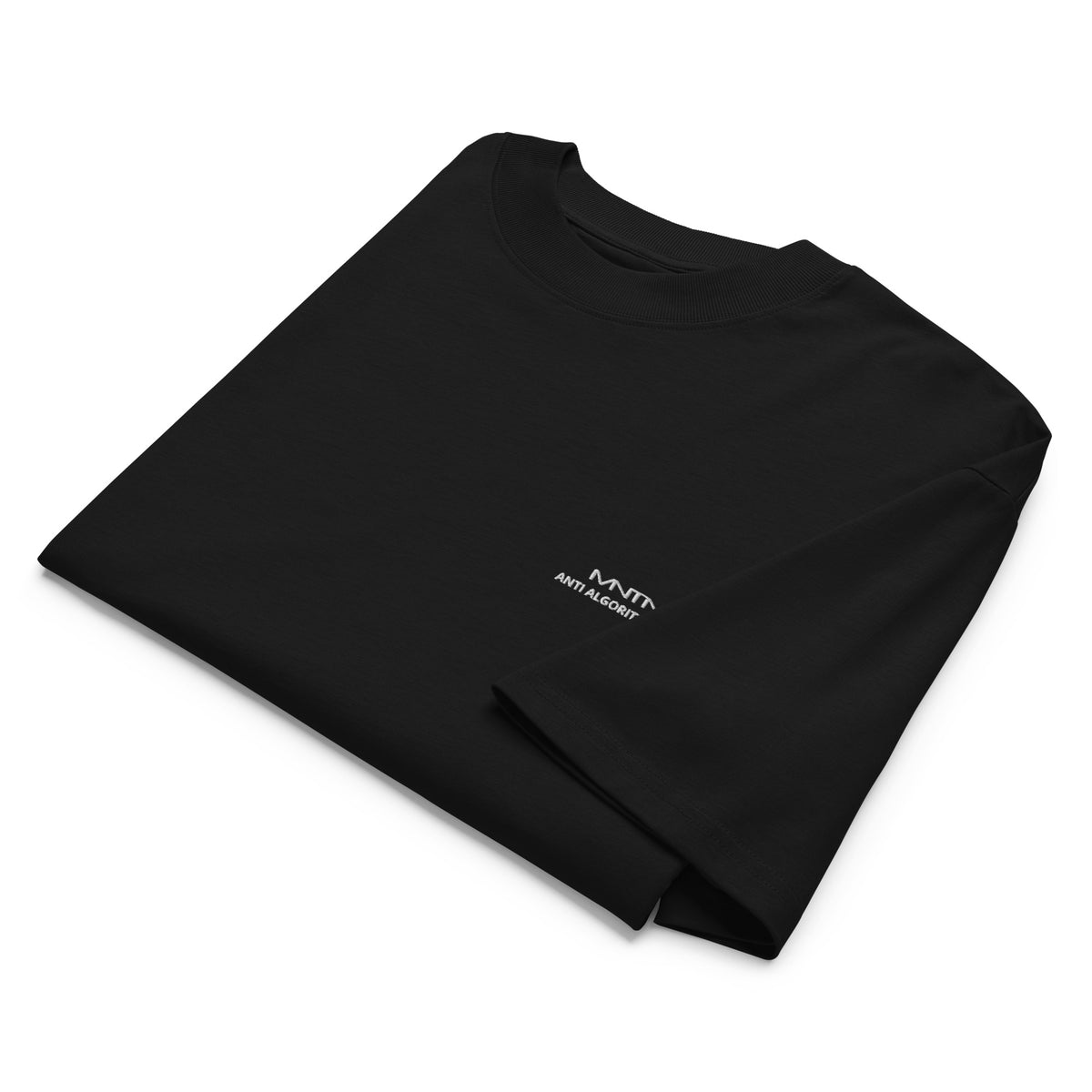 Organic Oversized High Neck T-shirt in Black — front