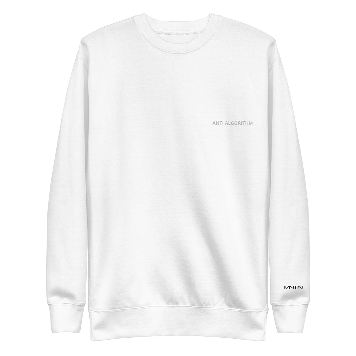 ANTI ALGORITHM Premium Sweatshirt in White — front