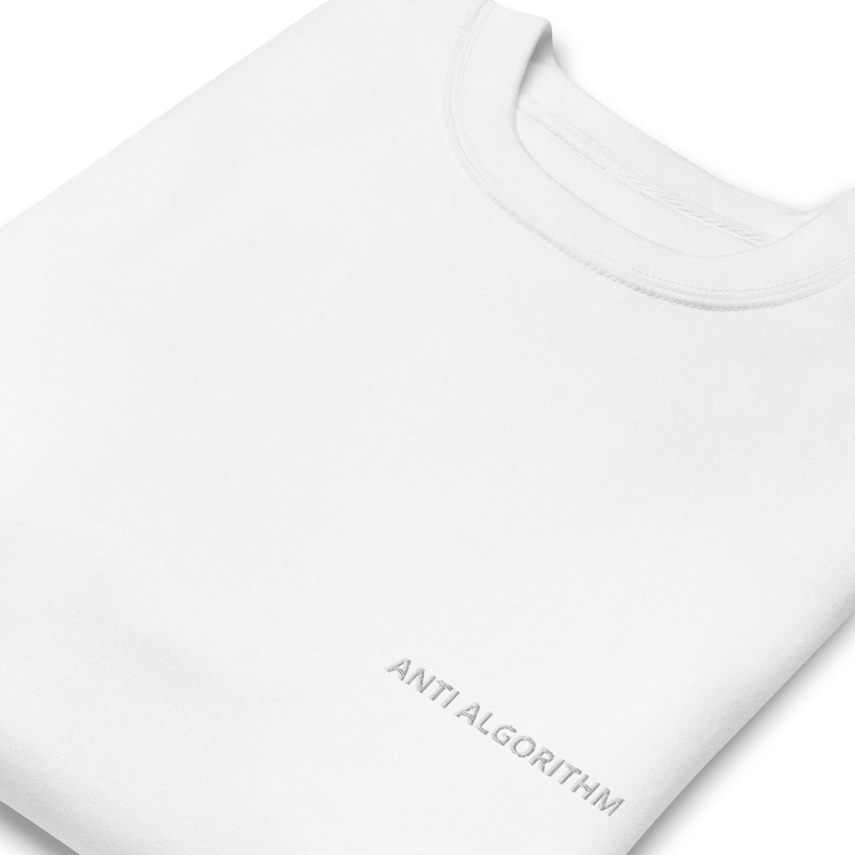 ANTI ALGORITHM Premium Sweatshirt in White — detail