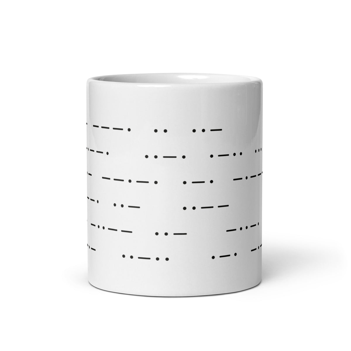 Morse Code Mug in White — front view